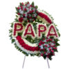 Jumbo wreath with 2 bouquets of red roses, with rose letters DAD