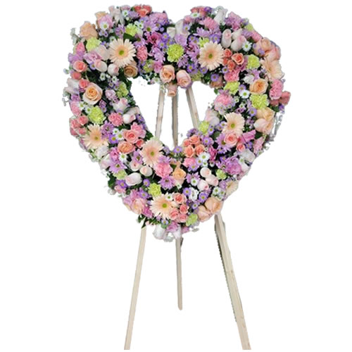 Big heart with mixed flowers with mixed colors